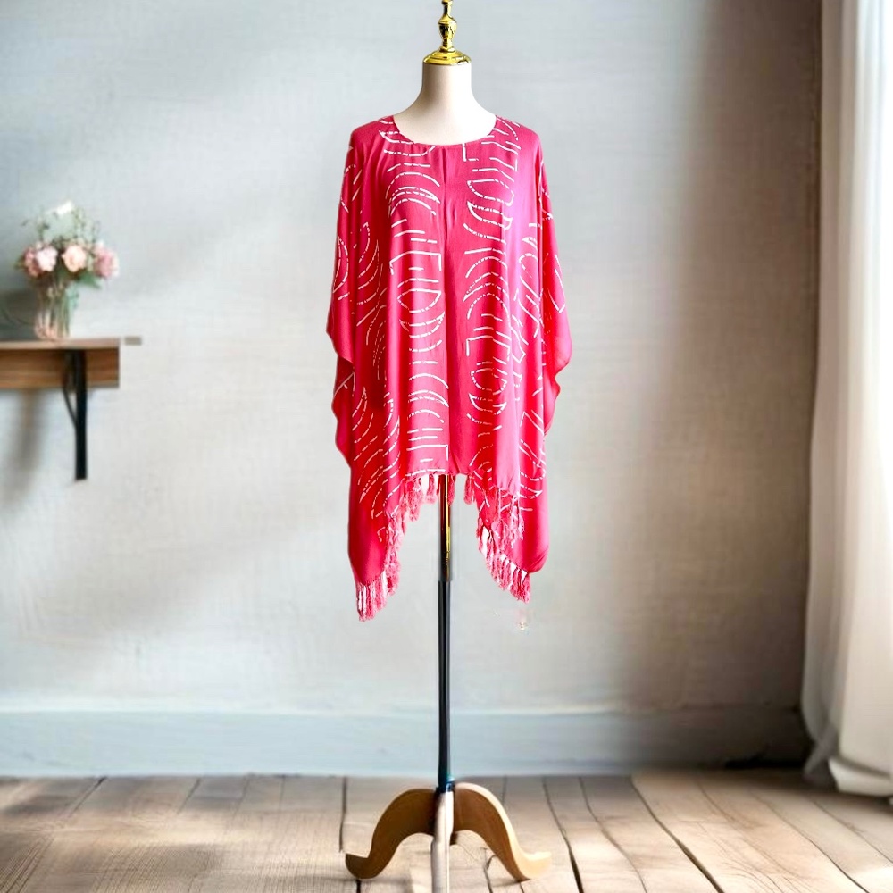 0079/ Light Pink Moon Chase Pattern Poncho